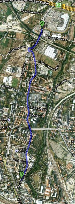 Mappa percorso dalla Tangenziale per raggiungere il Collegio